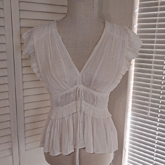 Current Air Tops - Current Air White Pleated Blouse